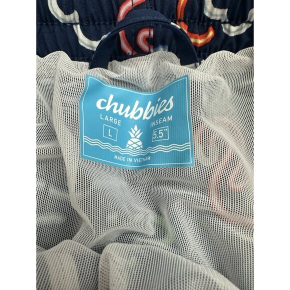 Chubbies Swim Trunks Mens Medium Blue Palm Trees Lined Beach Vacation Size L - Picture 5 of 5